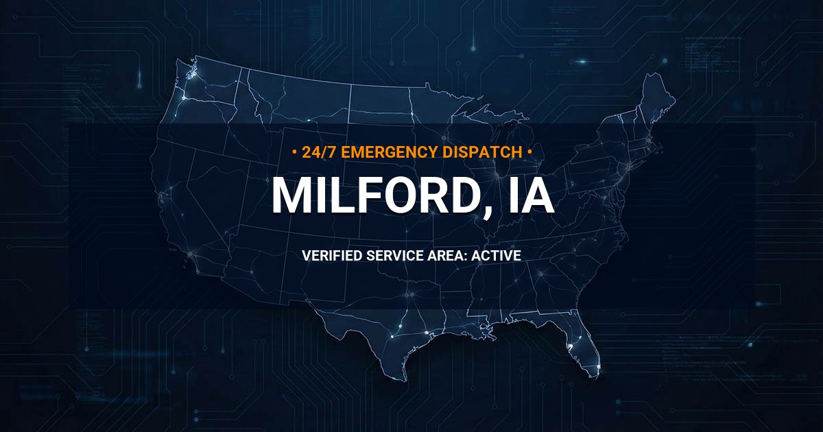 Emergency Plumbing Dispatch Map for Plumbing Services: Milford, IA