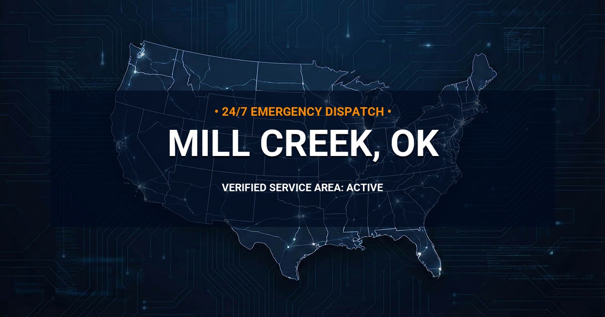 Emergency Plumbing Dispatch Map for Plumbing Services: Mill Creek, OK