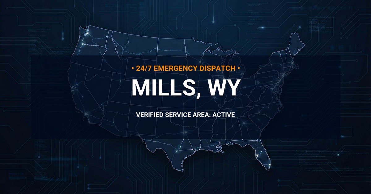 Emergency Plumbing Dispatch Map for Plumbing Services: Mills, WY