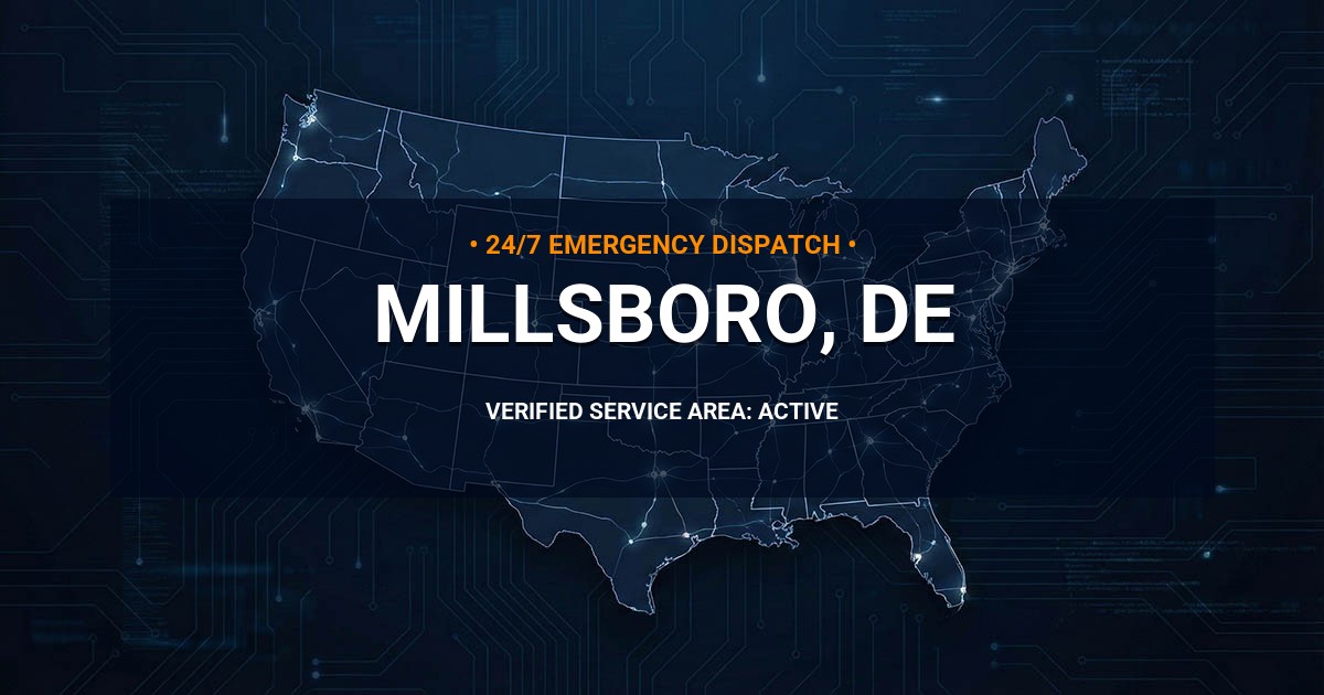 Emergency Plumbing Dispatch Map for Plumbing Services: Millsboro, DE