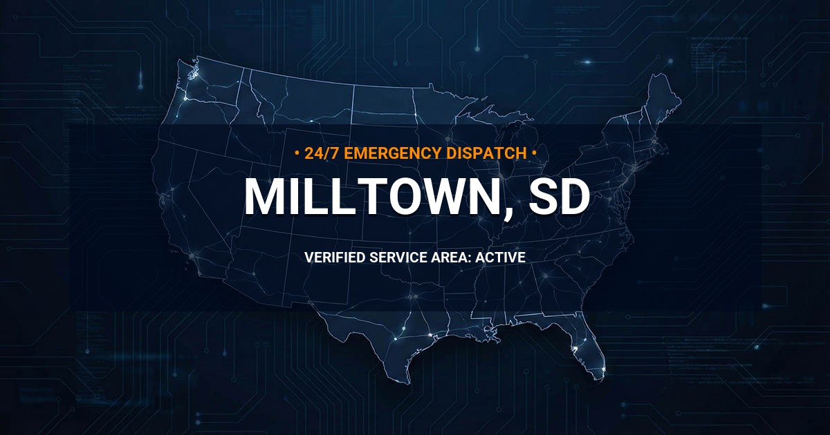 Emergency Plumbing Dispatch Map for Plumbing Services: Milltown, SD