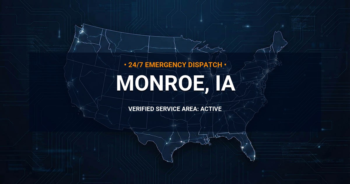 Emergency Plumbing Dispatch Map for Plumbing Services: Monroe, IA