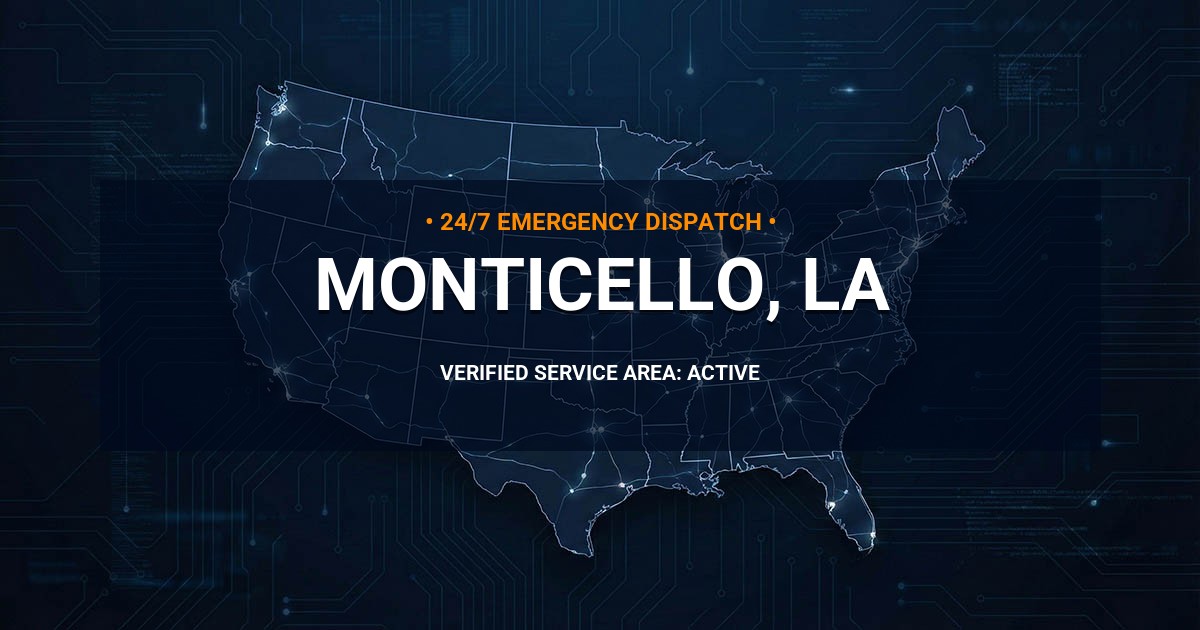 Emergency Plumbing Dispatch Map for Plumbing Services: Monticello, LA