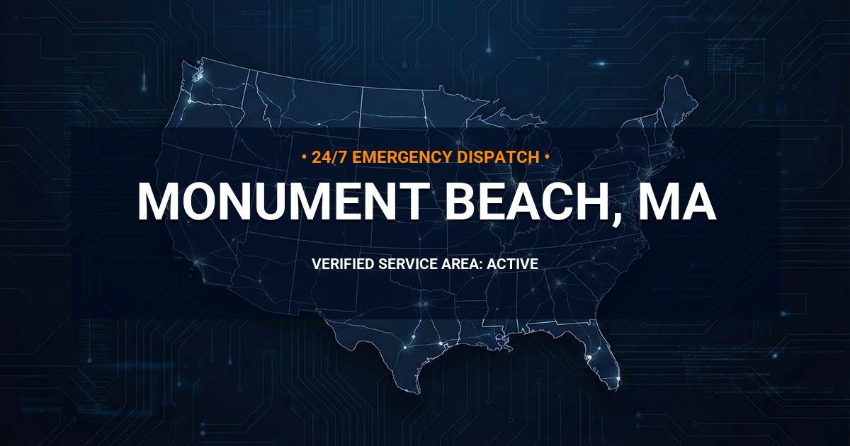 Emergency Plumbing Dispatch Map for Plumbing Services: Monument Beach, MA