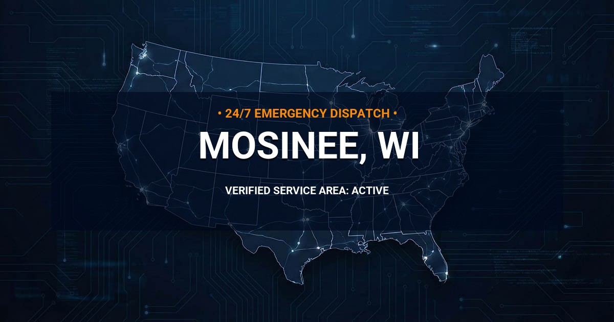 Emergency Plumbing Dispatch Map for Plumbing Services: Mosinee, WI