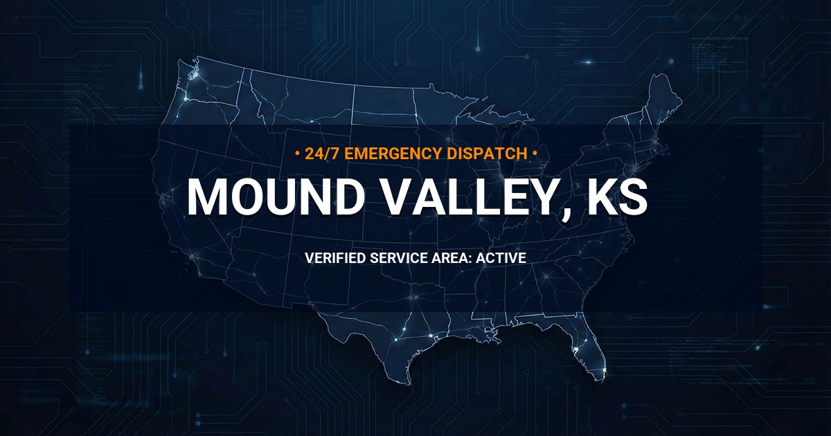 Emergency Plumbing Dispatch Map for Plumbing Services: Mound Valley, KS