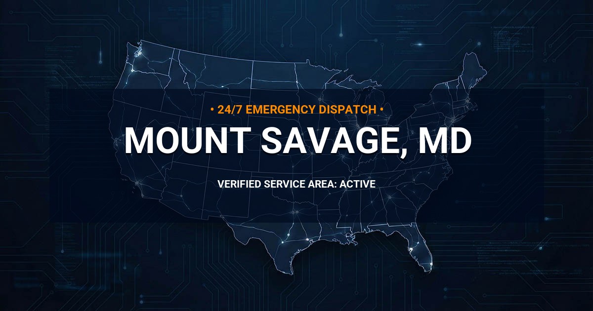 Emergency Plumbing Dispatch Map for Plumbing Services: Mount Savage, MD