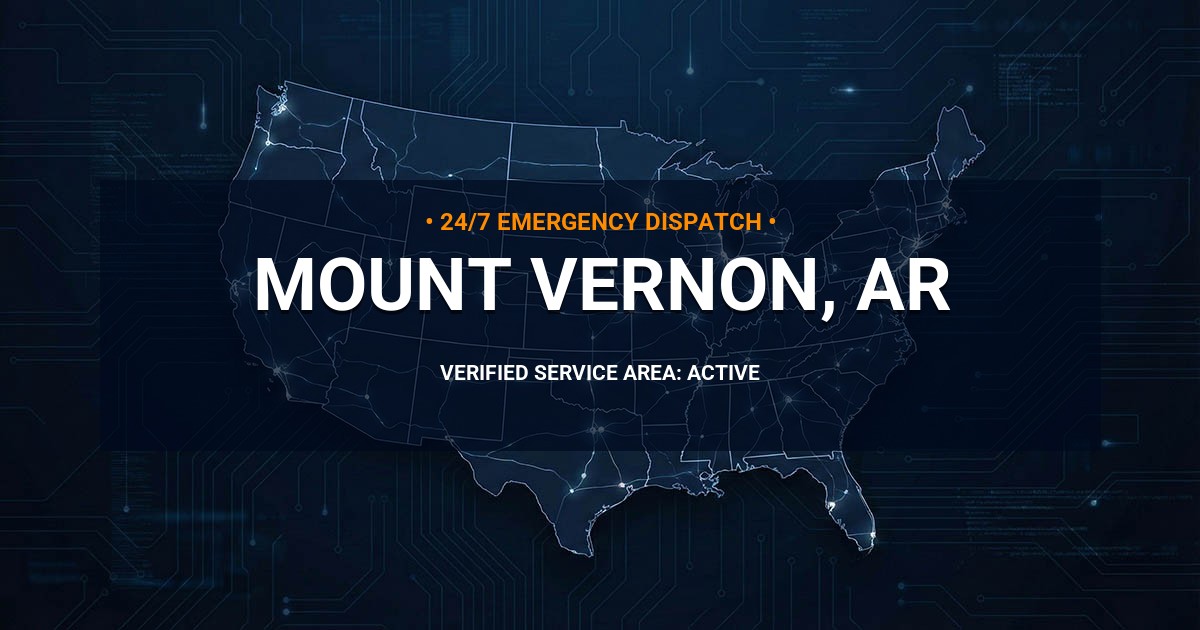 Emergency Plumbing Dispatch Map for Plumbing Services: Mount Vernon, AR