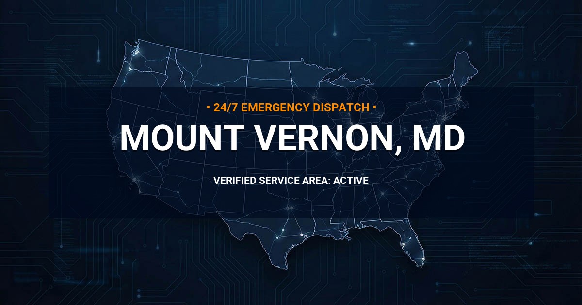 Emergency Plumbing Dispatch Map for Plumbing Services: Mount Vernon, MD