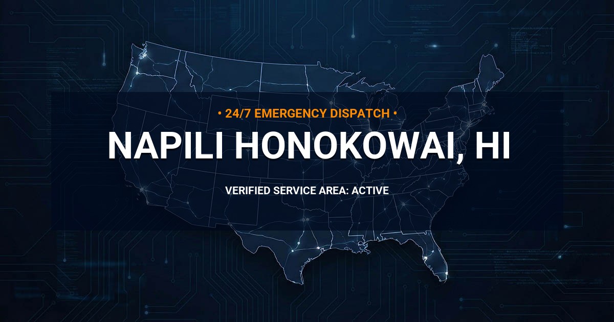 Emergency Plumbing Dispatch Map for Plumbing Services: Napili-Honokowai, HI