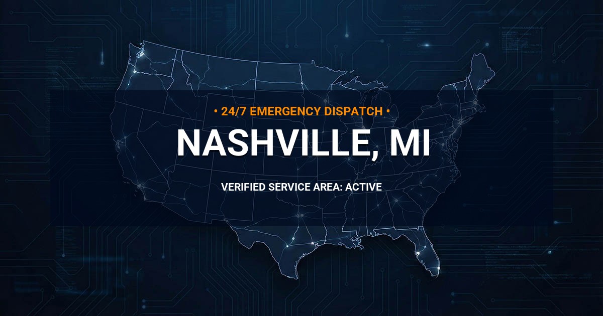Emergency Plumbing Dispatch Map for Plumbing Services: Nashville, MI