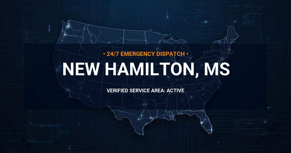 Emergency Plumbing Dispatch Map for Plumbing Services: New Hamilton, MS