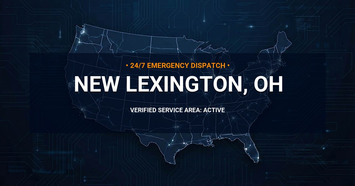 Emergency Plumbing Dispatch Map for Plumbing Services: New Lexington, OH