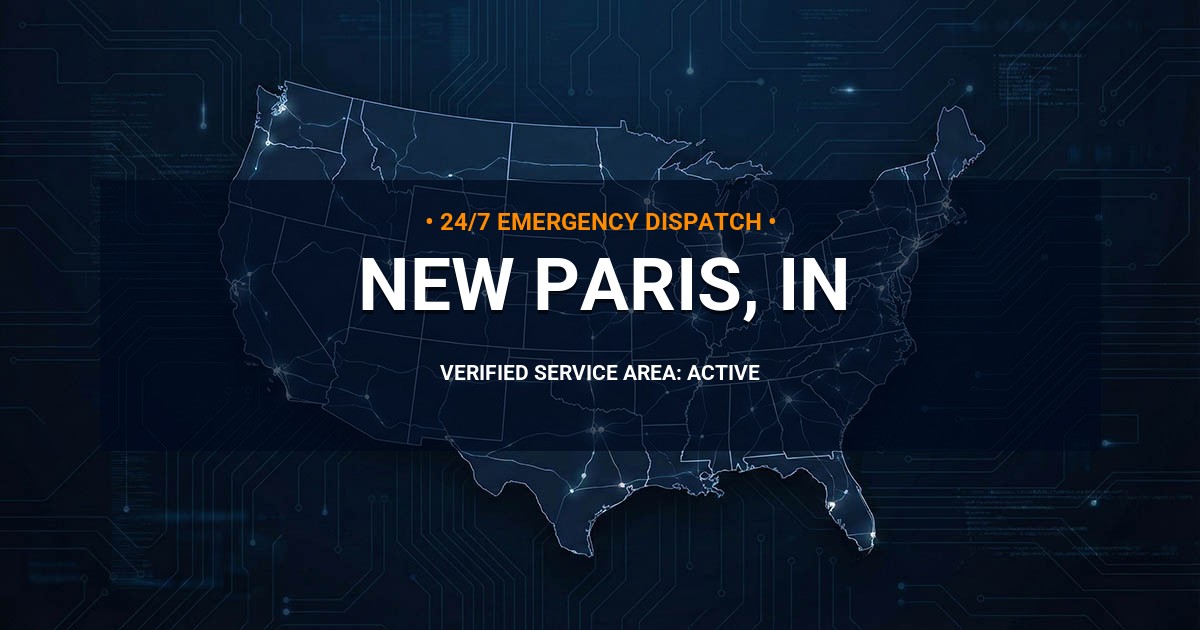 Emergency Plumbing Dispatch Map for Plumbing Services: New Paris, IN