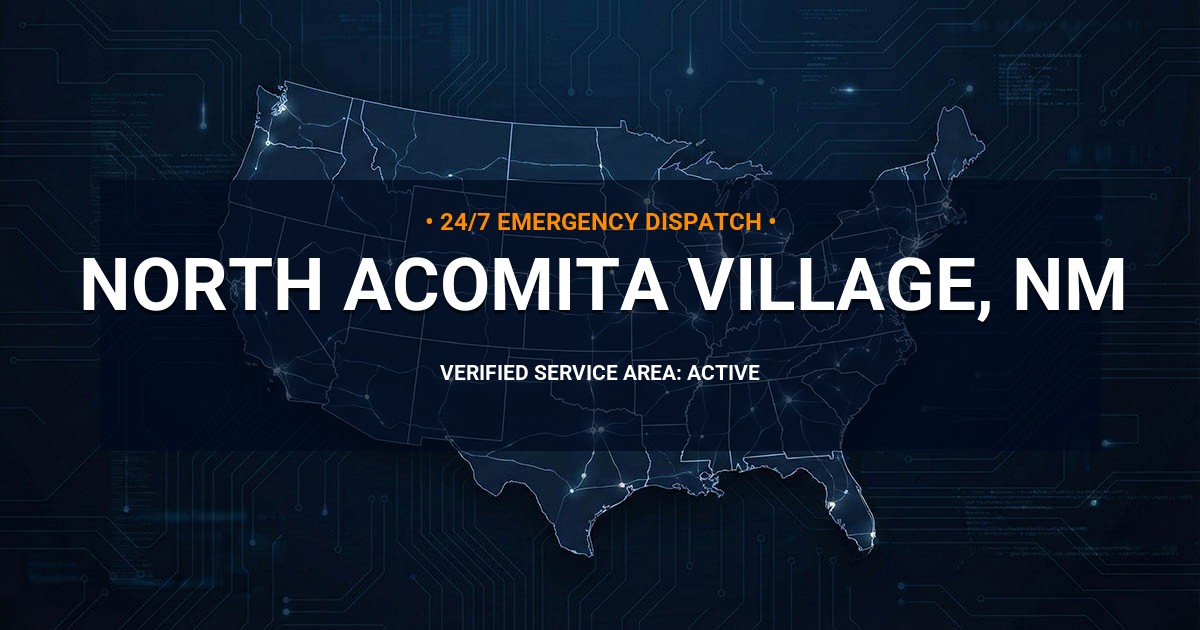 Emergency Plumbing Dispatch Map for Plumbing Services: North Acomita Village, NM