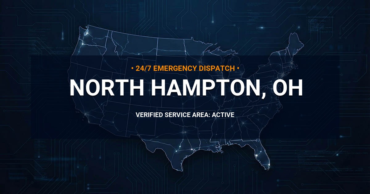Emergency Plumbing Dispatch Map for Plumbing Services: North Hampton, OH