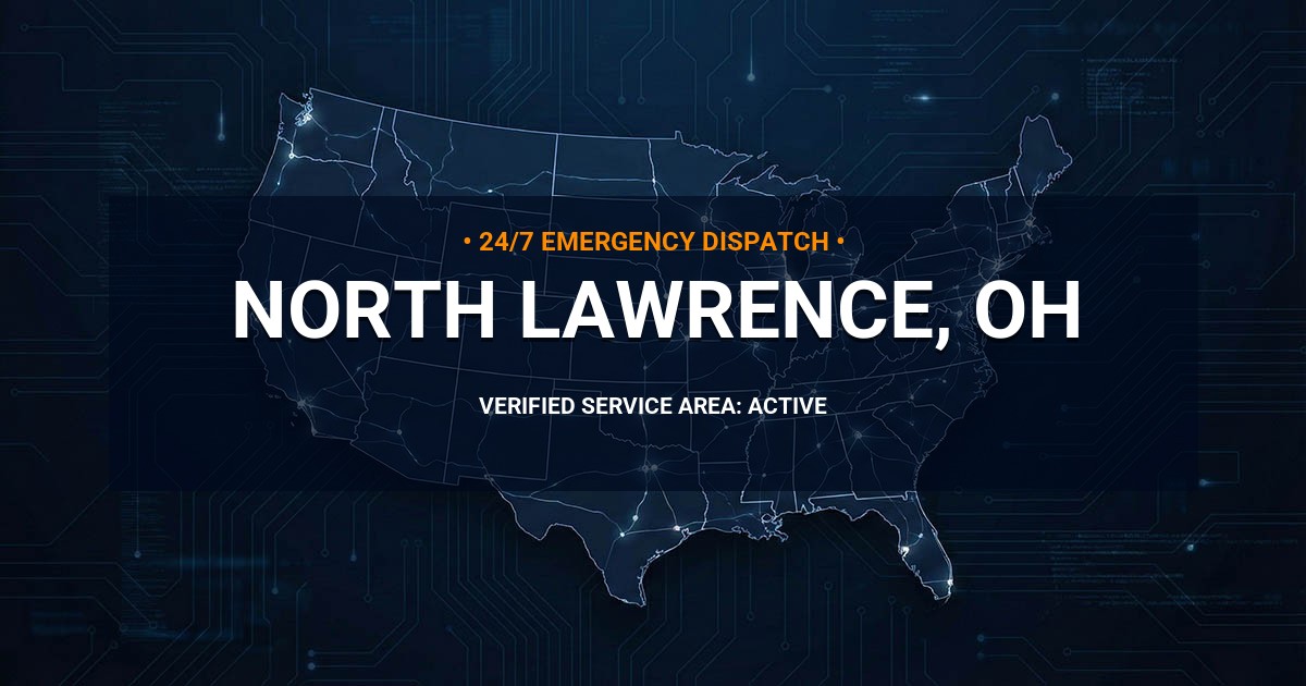 Emergency Plumbing Dispatch Map for Plumbing Services: North Lawrence, OH