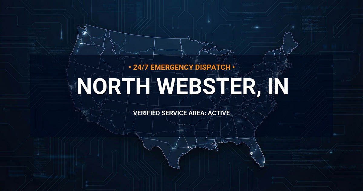 Emergency Plumbing Dispatch Map for Plumbing Services: North Webster, IN