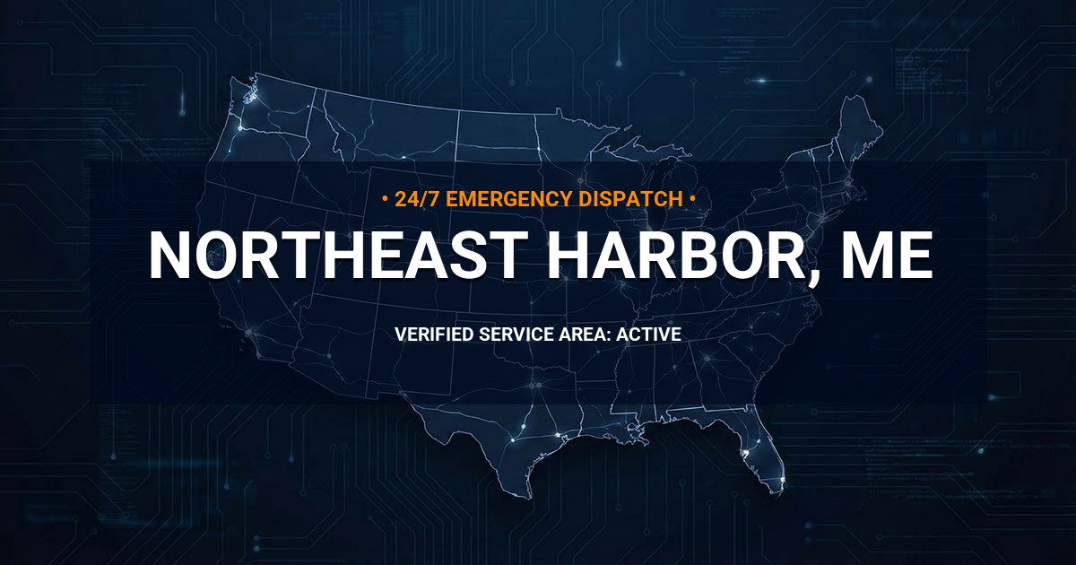 Emergency Plumbing Dispatch Map for Plumbing Services: Northeast Harbor, ME