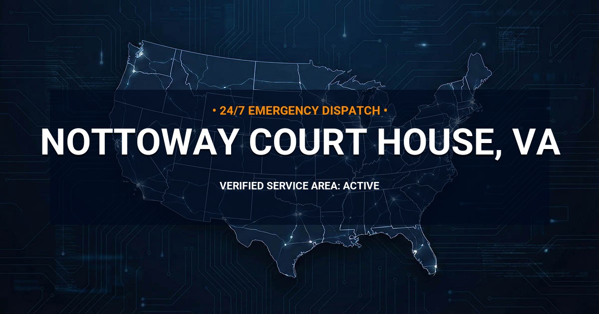 Emergency Plumbing Dispatch Map for Plumbing Services: Nottoway Court House, VA