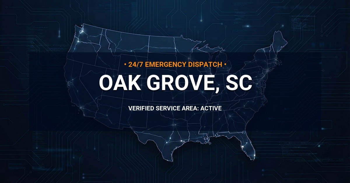 Emergency Plumbing Dispatch Map for Plumbing Services: Oak Grove, SC