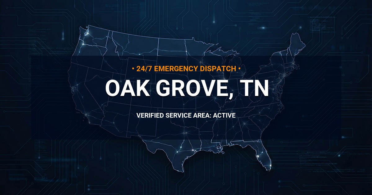 Emergency Plumbing Dispatch Map for Plumbing Services: Oak Grove, TN