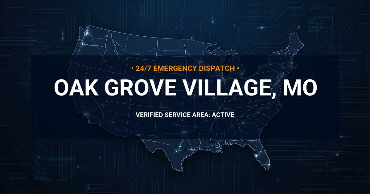 Emergency Plumbing Dispatch Map for Plumbing Services: Oak Grove Village, MO