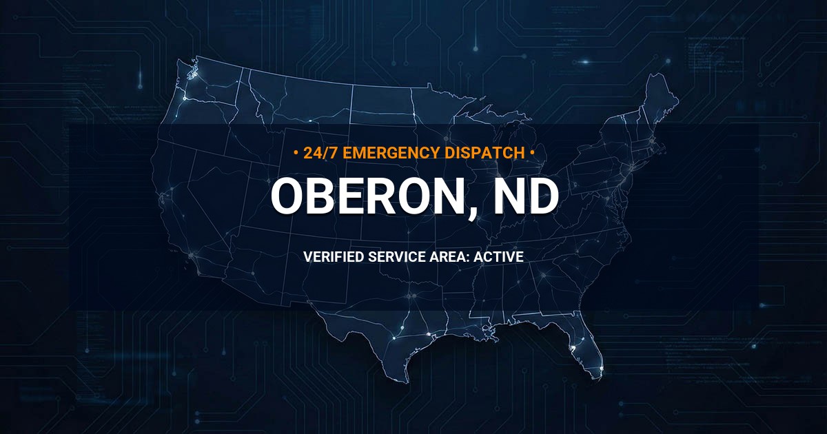 Emergency Plumbing Dispatch Map for Plumbing Services: Oberon, ND