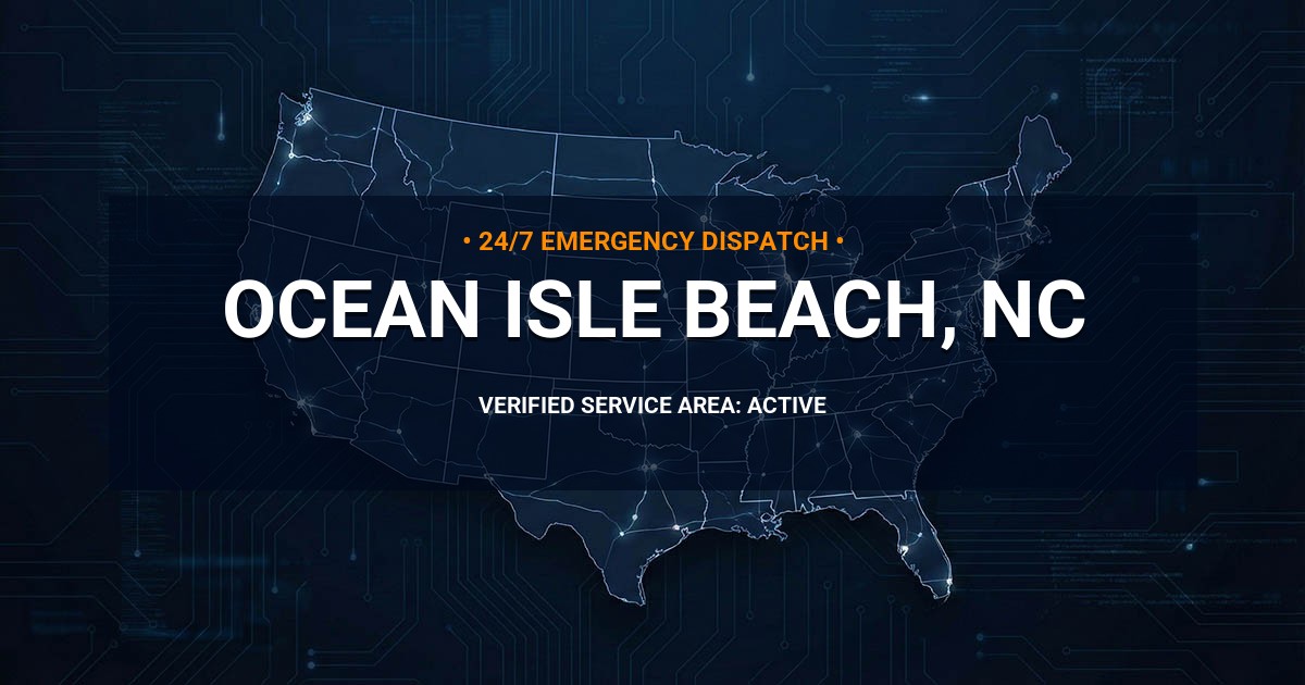 Emergency Plumbing Dispatch Map for Plumbing Services: Ocean Isle Beach, NC
