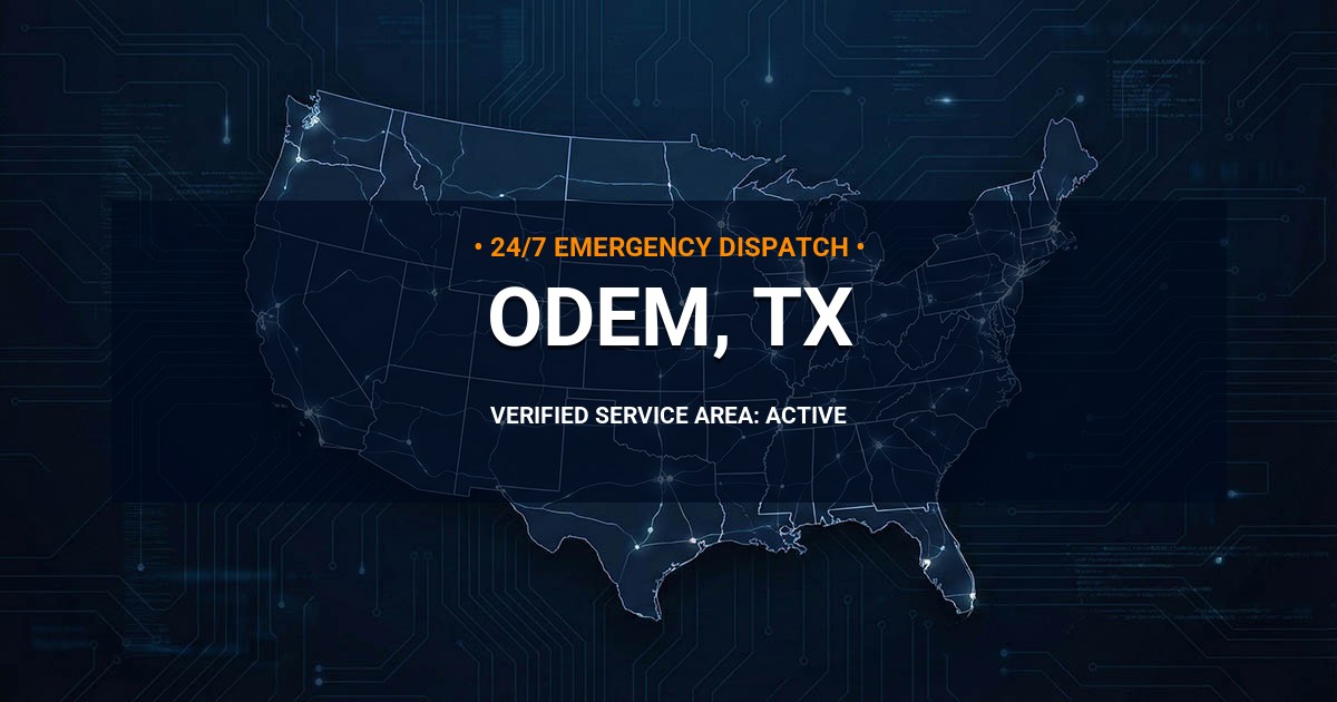 Emergency Plumbing Dispatch Map for Plumbing Services: Odem, TX