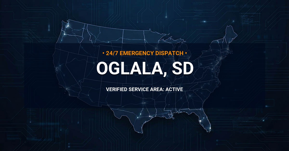 Emergency Plumbing Dispatch Map for Plumbing Services: Oglala, SD