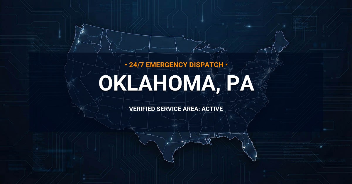 Emergency Plumbing Dispatch Map for Plumbing Services: Oklahoma, PA