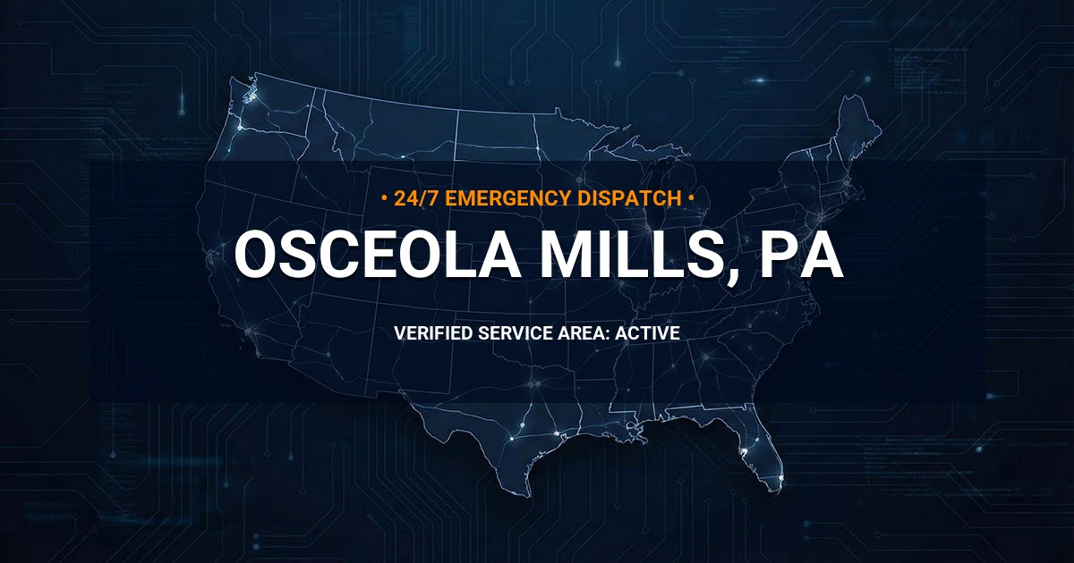Emergency Plumbing Dispatch Map for Plumbing Services: Osceola Mills, PA