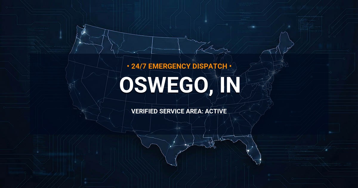 Emergency Plumbing Dispatch Map for Plumbing Services: Oswego, IN