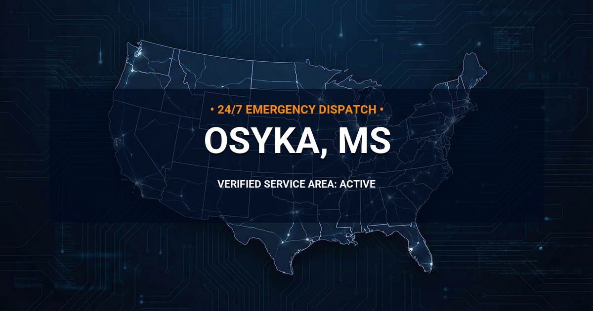 Emergency Plumbing Dispatch Map for Plumbing Services: Osyka, MS