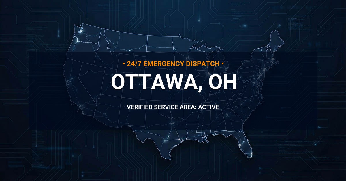 Emergency Plumbing Dispatch Map for Plumbing Services: Ottawa, OH