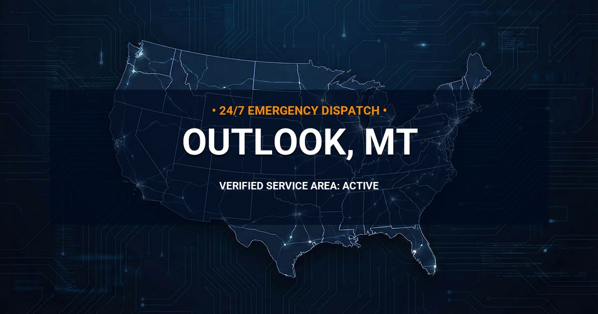 Emergency Plumbing Dispatch Map for Plumbing Services: Outlook, MT