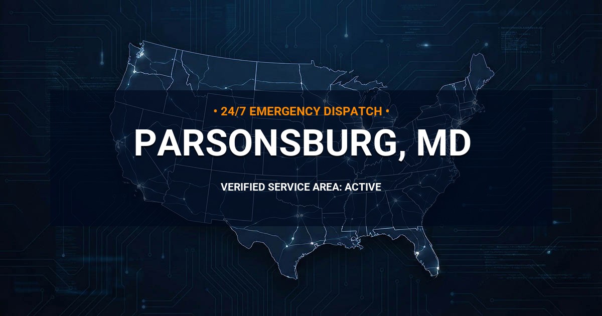 Emergency Plumbing Dispatch Map for Plumbing Services: Parsonsburg, MD