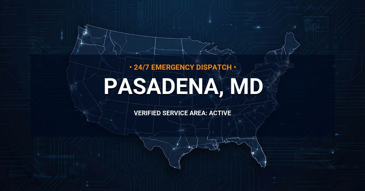 Emergency Plumbing Dispatch Map for Plumbing Services: Pasadena, MD