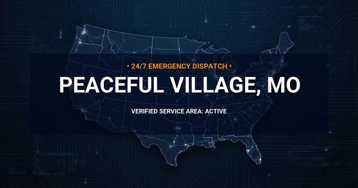 Emergency Plumbing Dispatch Map for Plumbing Services: Peaceful Village, MO