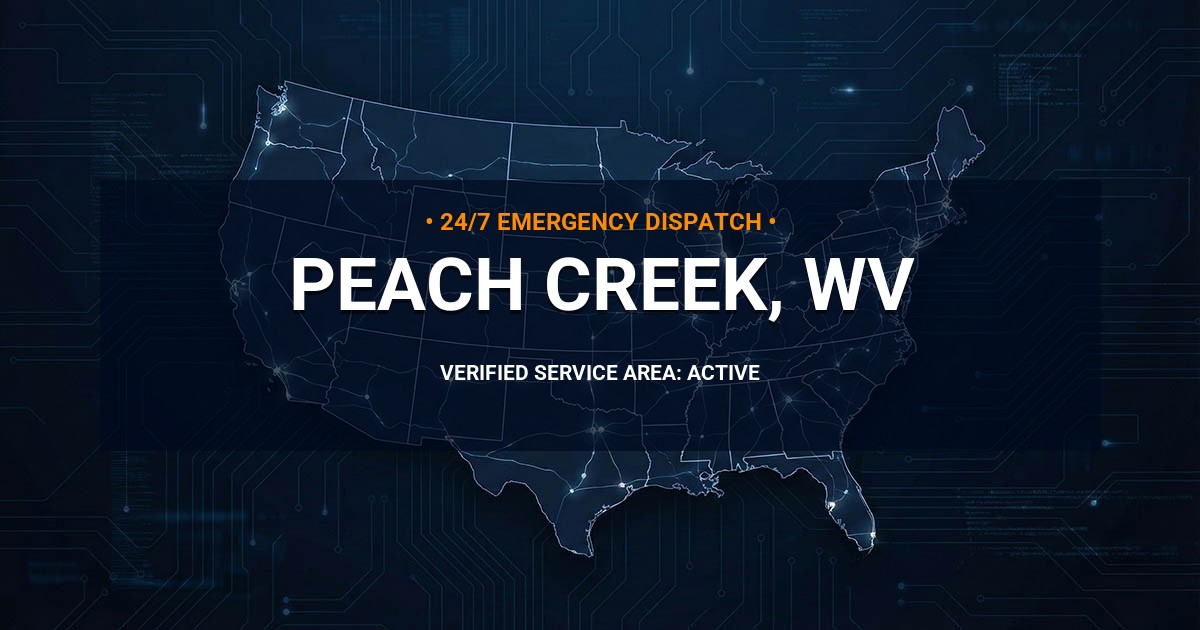 Emergency Plumbing Dispatch Map for Plumbing Services: Peach Creek, WV