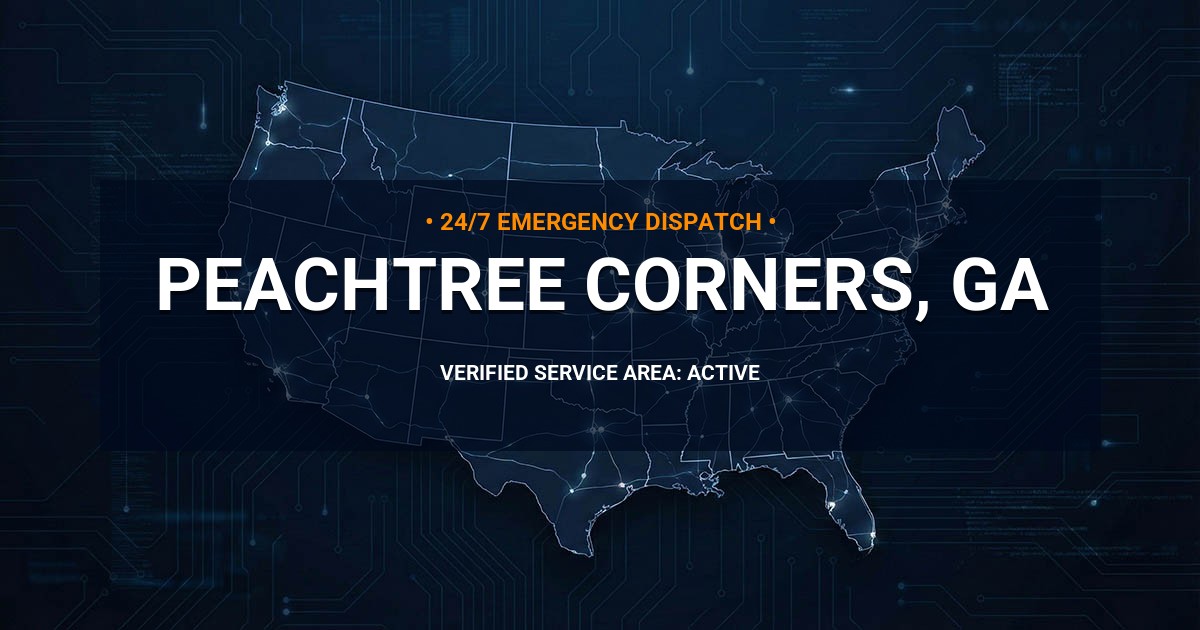 Emergency Plumbing Dispatch Map for Plumbing Services: Peachtree Corners, GA