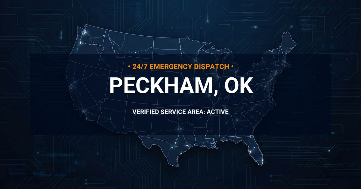 Emergency Plumbing Dispatch Map for Plumbing Services: Peckham, OK