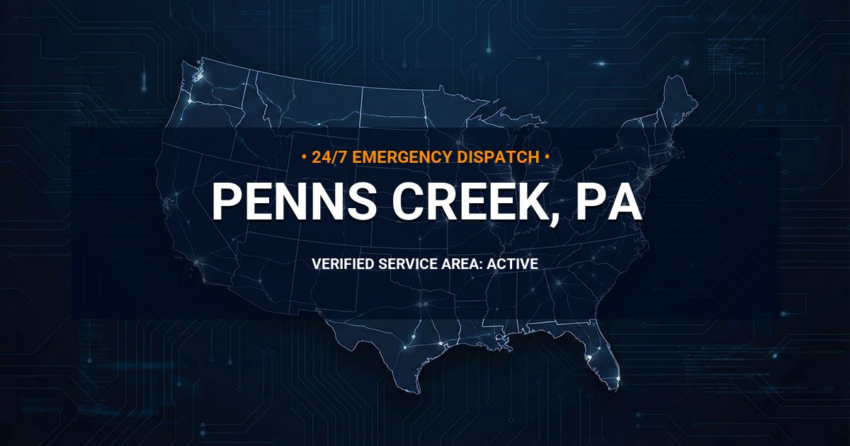 Emergency Plumbing Dispatch Map for Plumbing Services: Penns Creek, PA