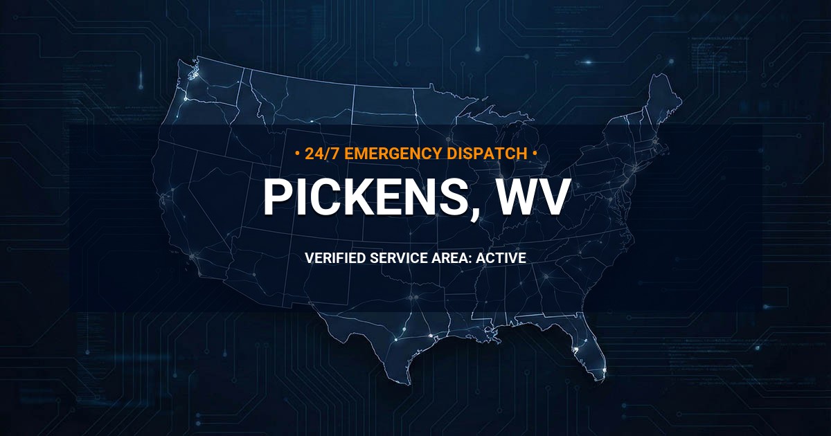 Emergency Plumbing Dispatch Map for Plumbing Services: Pickens, WV