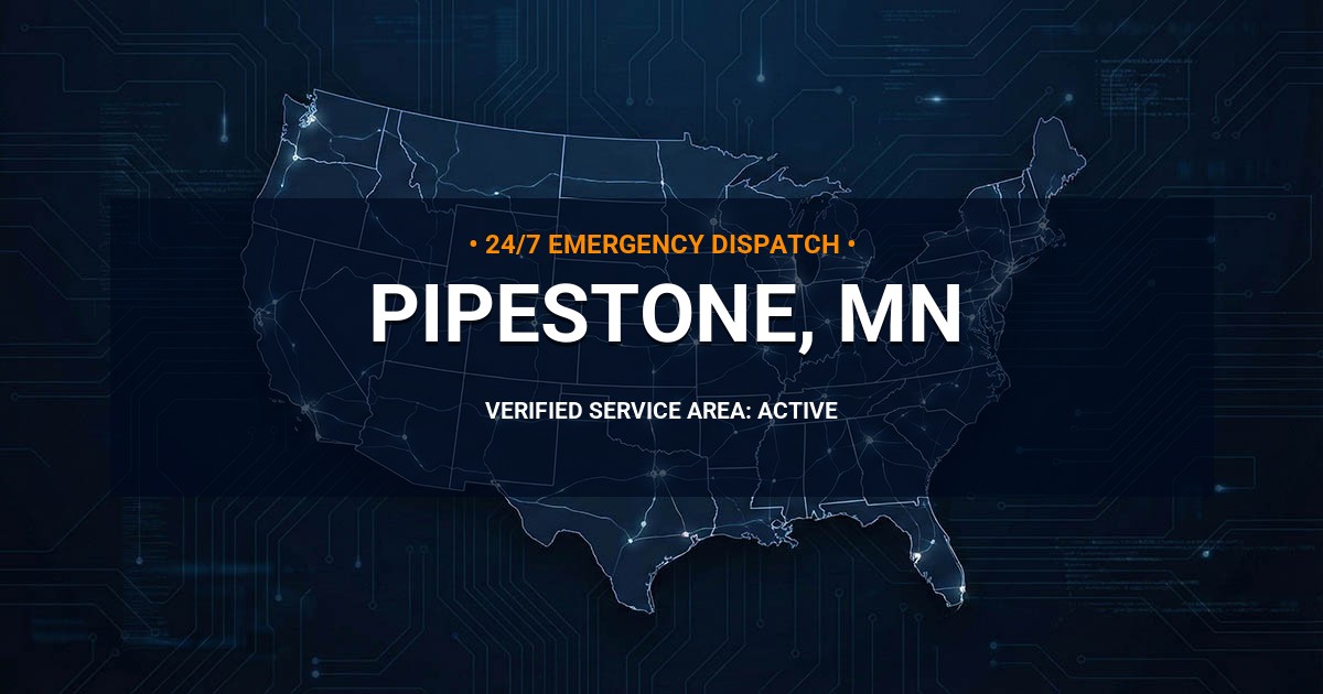 Emergency Plumbing Dispatch Map for Plumbing Services: Pipestone, MN