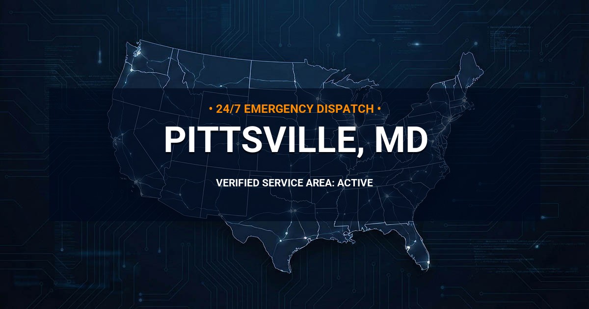 Emergency Plumbing Dispatch Map for Plumbing Services: Pittsville, MD