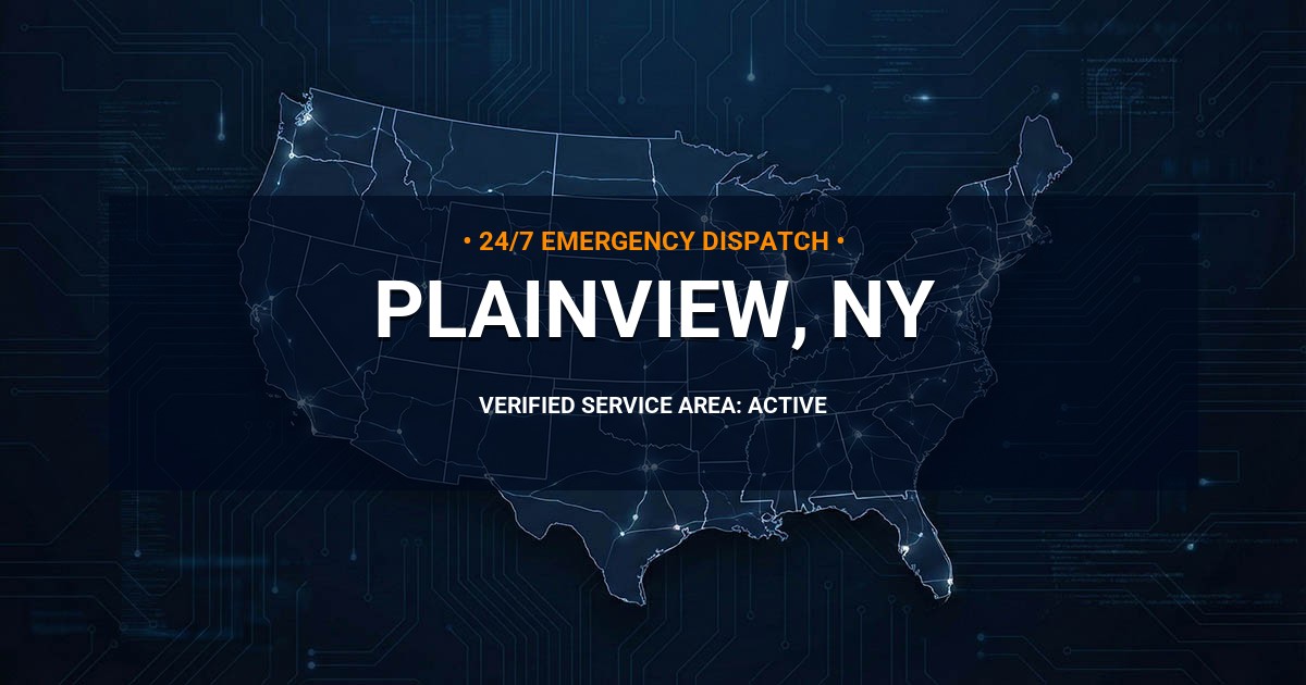Emergency Plumbing Dispatch Map for Plumbing Services: Plainview, NY