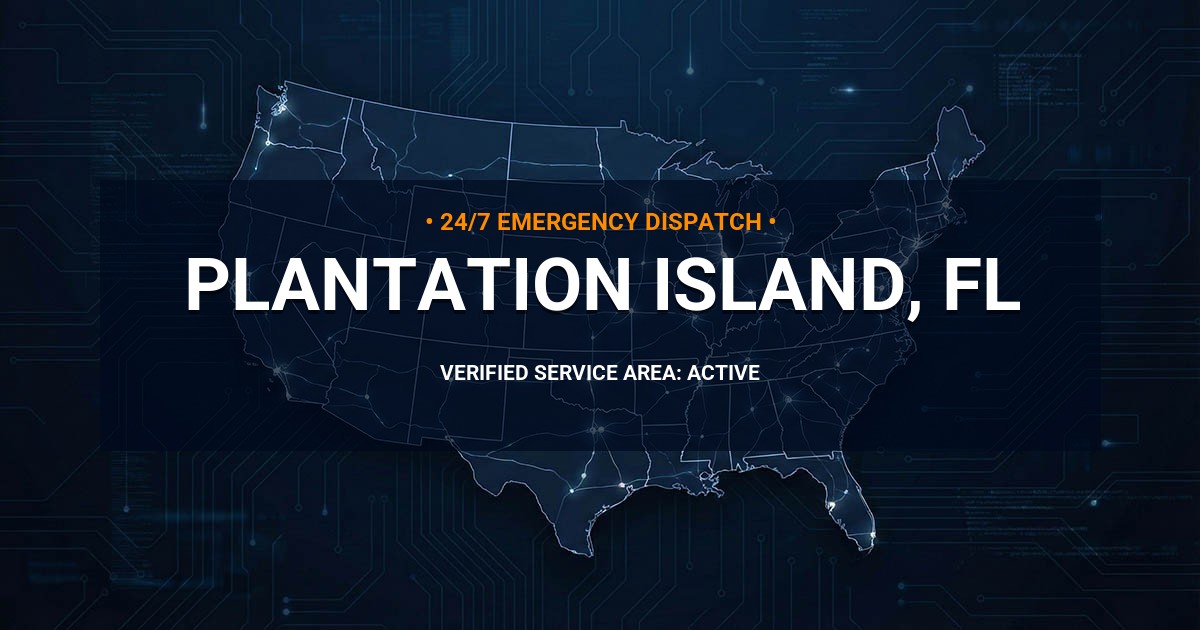Emergency Plumbing Dispatch Map for Plumbing Services: Plantation Island, FL