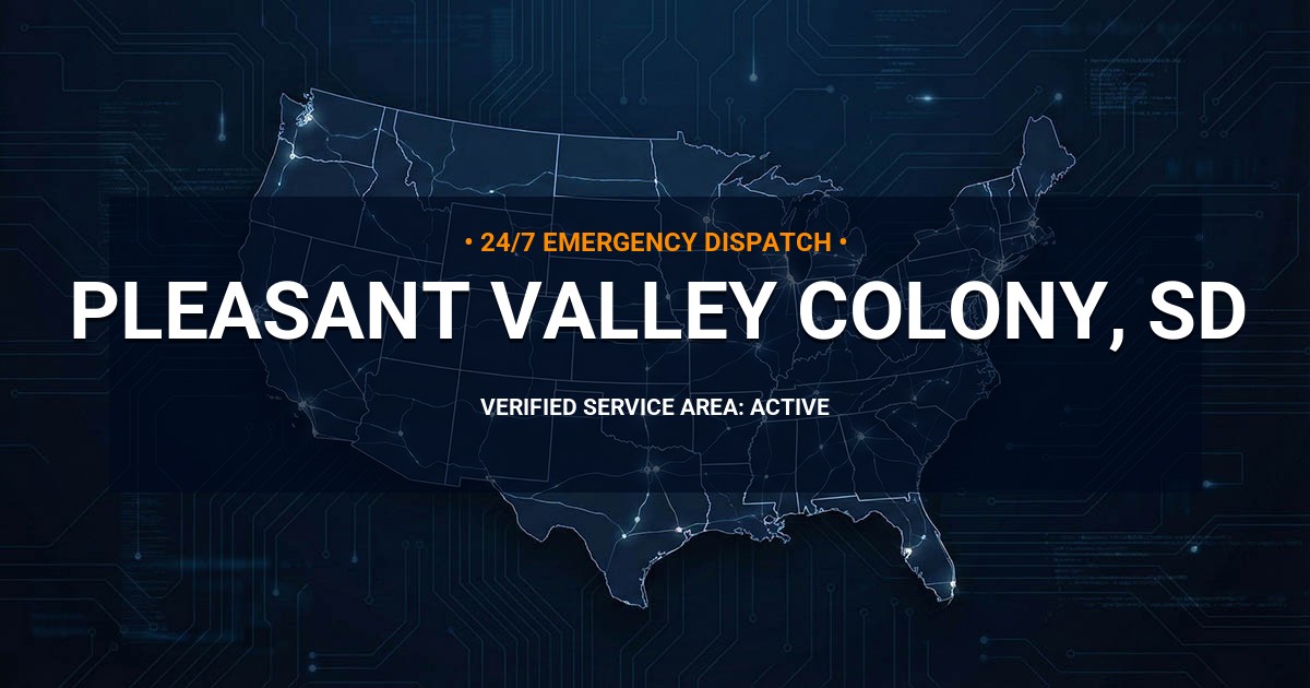 Emergency Plumbing Dispatch Map for Plumbing Services: Pleasant Valley Colony, SD